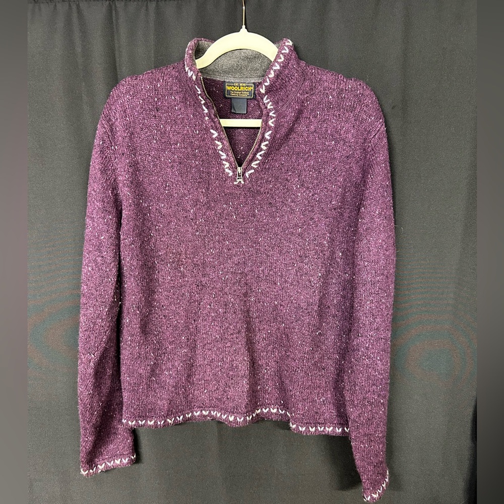 Woolrich Deep Purple V-Neck Sweater